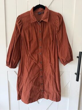 GAP Rust Button-Front Corduroy Dress